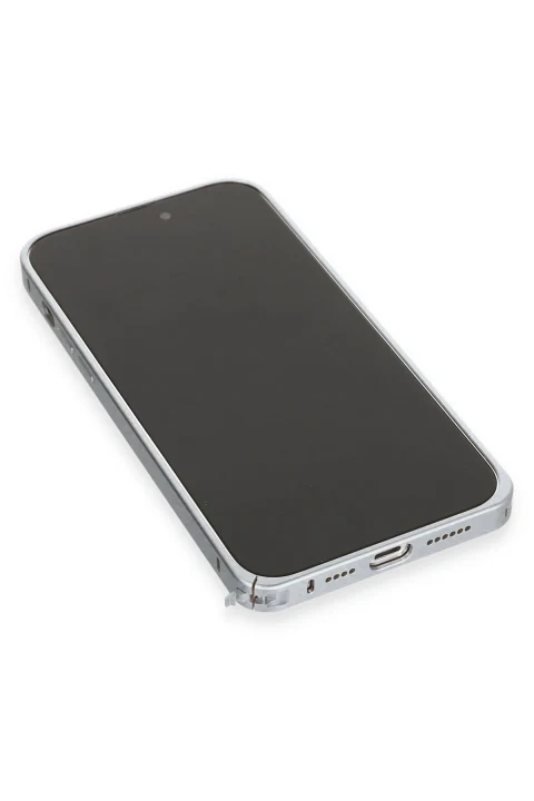 Joko Apple iPhone 15 Pro Kılıf Metal Bumper Magneticsafe Kapak - Gri