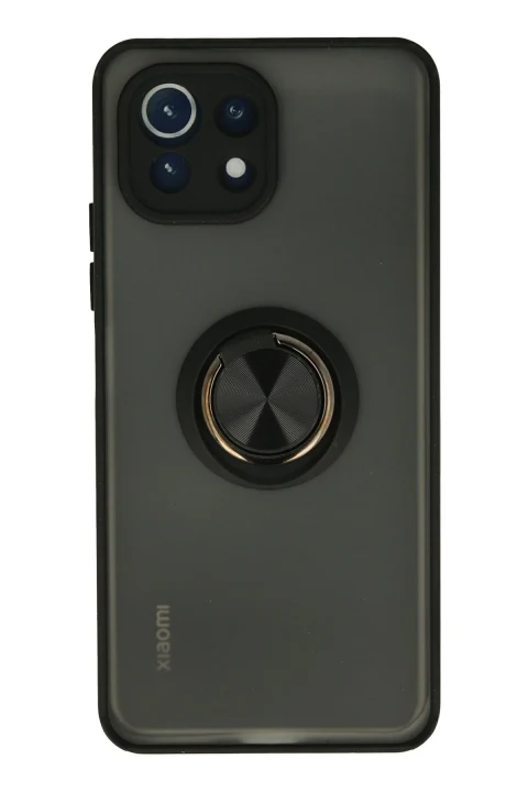 uryport Xiaomi Mİ 11 Lite Kılıf Montreal Yüzüklü Silikon Kapak - Siyah