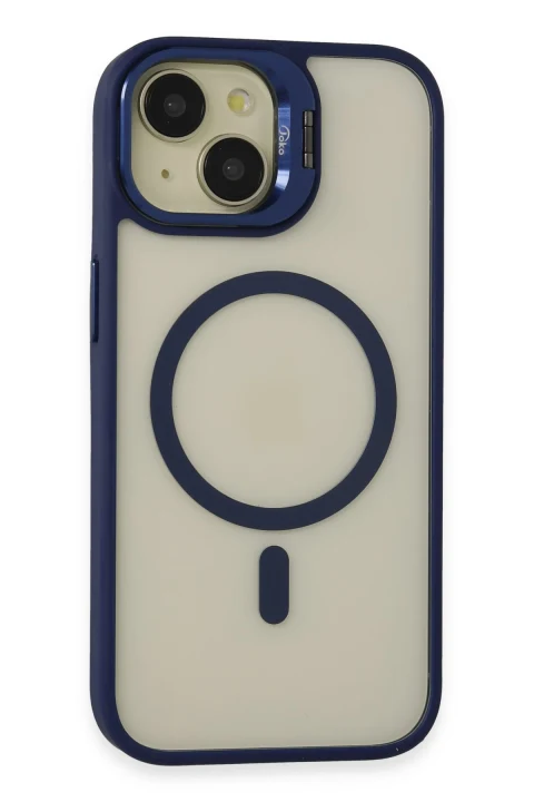 Joko Apple iPhone 15 Kılıf Roblox Lens Magsafe Standlı Kapak - Lacivert