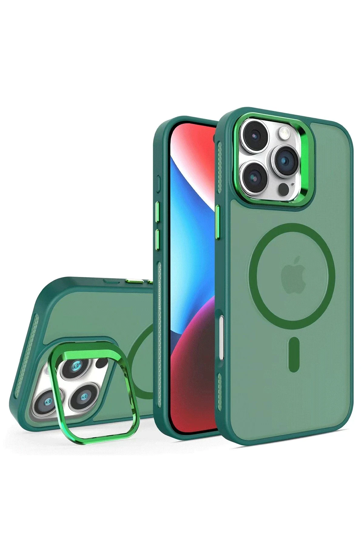 Joko Apple iPhone 16 Pro Flet Lens Magsafe Kapak - Koyu Yeşil