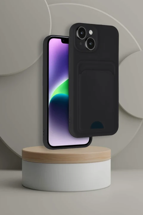 uryport Apple iPhone 14 Kılıf Kelvin Kartvizitli Silikon - Kahverengi
