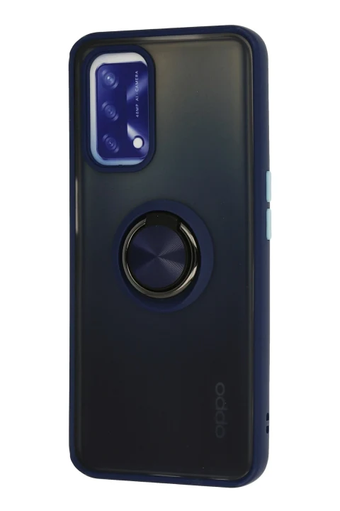 uryport Oppo A74 4G Kılıf Montreal Yüzüklü Silikon Kapak - Lacivert