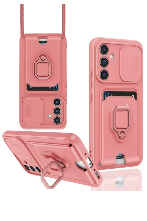 uryport Samsung Galaxy A26 Kılıf Zuma Kartvizitli Yüzüklü Silikon - Pembe