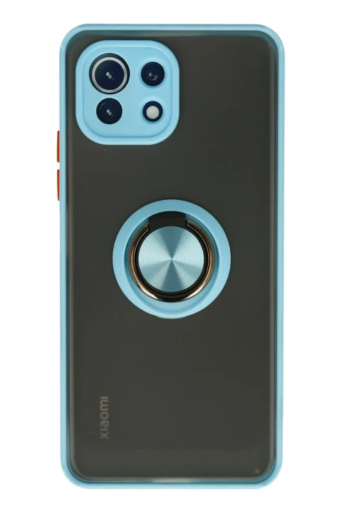 uryport Xiaomi Mİ 11 Lite Kılıf Montreal Yüzüklü Silikon Kapak - Buz Mavi