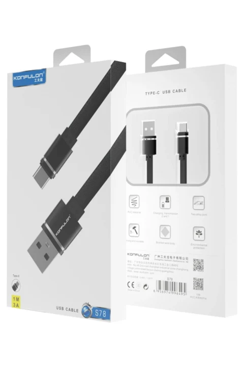 Konfulon S78 Type-C Kablo 1M 3A - Kırmızı