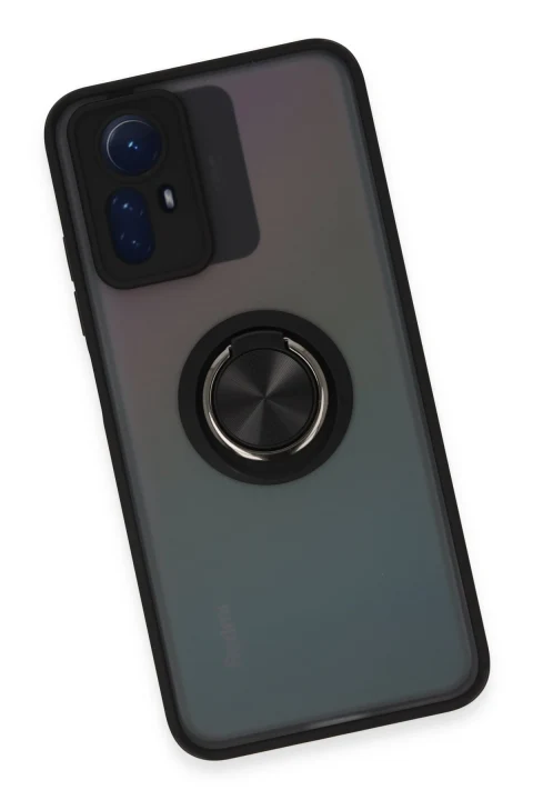 uryport Xiaomi Redmi Note 12S Kılıf Montreal Yüzüklü Silikon Kapak - Siyah