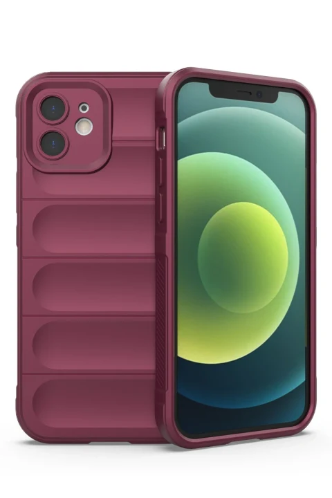 uryport Apple iPhone 12 Kılıf Optimum Silikon - Bordo