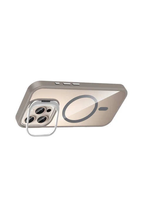 Joko Apple iPhone 16 Pro Remim Lensli Magsafe Standlı Kapak - Titan Gri
