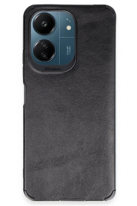 uryport Xiaomi Redmi 13C Kılıf Loop Deri Silikon - Siyah