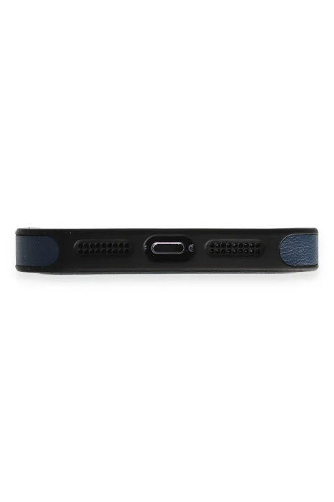 uryport Apple iPhone 15 Pro Max Kılıf Ozzi Magsafe Deri Kapak - Lacivert