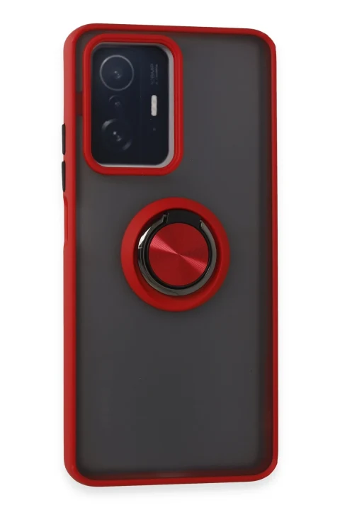 uryport Xiaomi Mi 11T Pro Kılıf Montreal Yüzüklü Silikon Kapak - Kırmızı