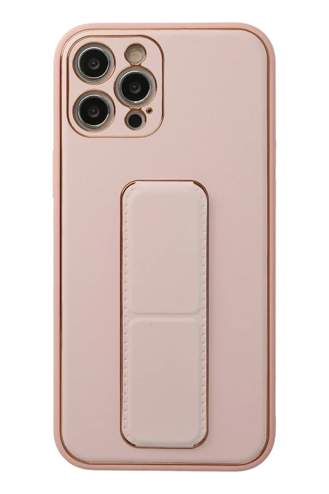uryport Apple iPhone 12 Pro Max Kılıf Coco Deri Standlı Kapak - Pembe