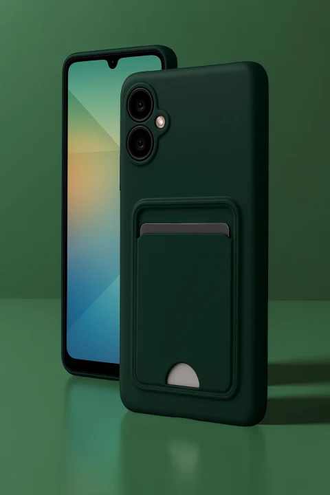 uryport Samsung Galaxy A06 Kılıf Kelvin Kartvizitli Silikon - Koyu Yeşil