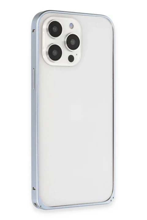 Joko Apple iPhone 13 Pro Max Kılıf Metal Bumper Magneticsafe Kapak - Sierra Blue