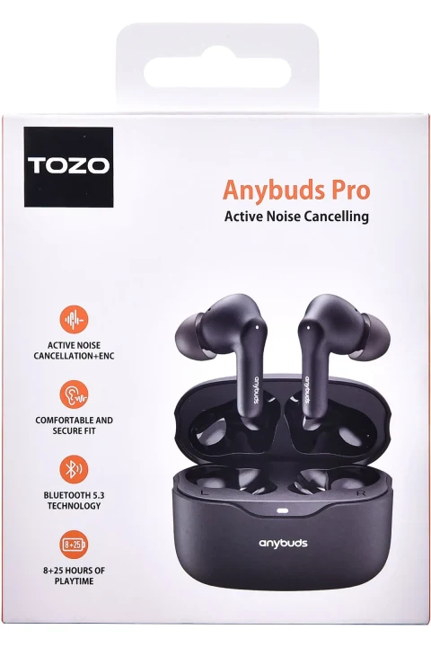 Tozo Anybuds Pro Aktif Gürültü Engelleyici Özellikli Bluetooth 5.3 Kablosuz TWS Airpods Kulaklık - Siyah