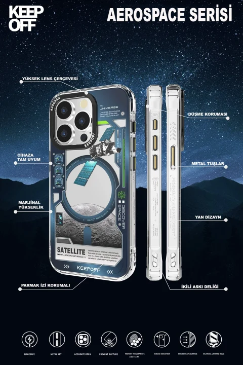 Keep Off Apple iPhone 15 Pro Max Aerospace Magsafe Kapak - Aircraft