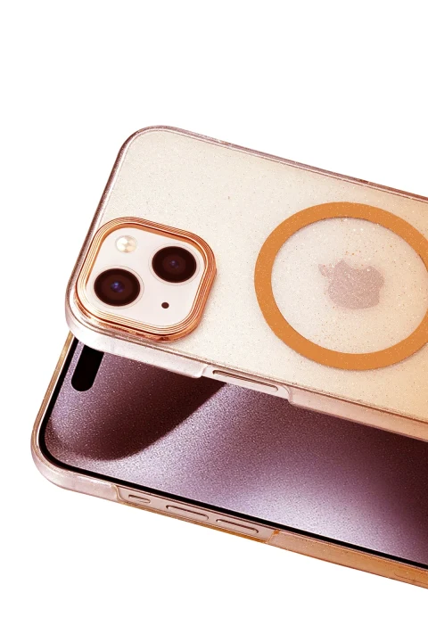 uryport Apple iPhone 14 Glossy Magsafe Kapak - Turuncu