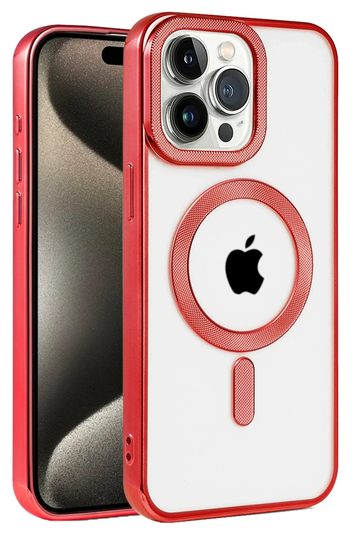 uryport Apple iPhone 15 Pro Kılıf Kronos Magsafe Kapak - Kırmızı