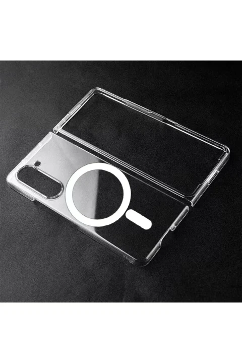 uryport Samsung Galaxy Z Fold 5 Kılıf Magneticsafe Şeffaf Silikon - Şeffaf