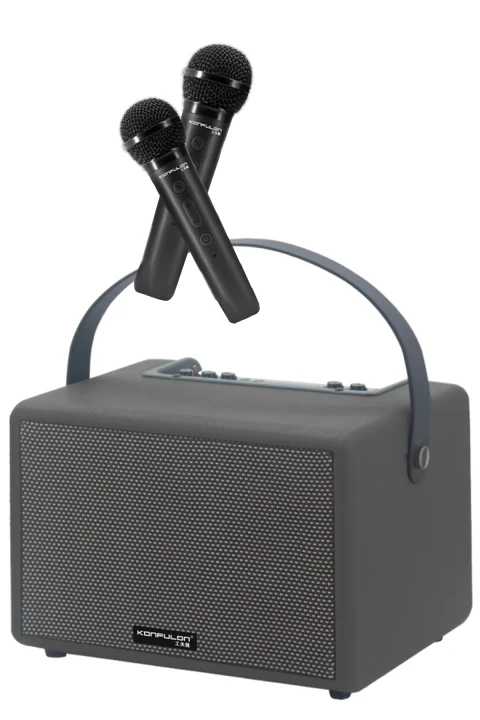 Konfulon F31 50W Sürücülü 2 Adet Mikrofonlu BT 5.2 Kablosuz Hoparlör - Siyah