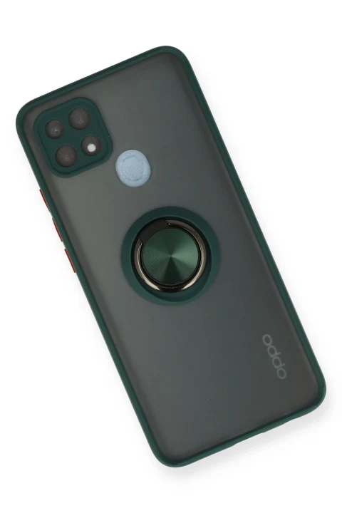 uryport Oppo A15 Kılıf Montreal Yüzüklü Silikon Kapak - Yeşil
