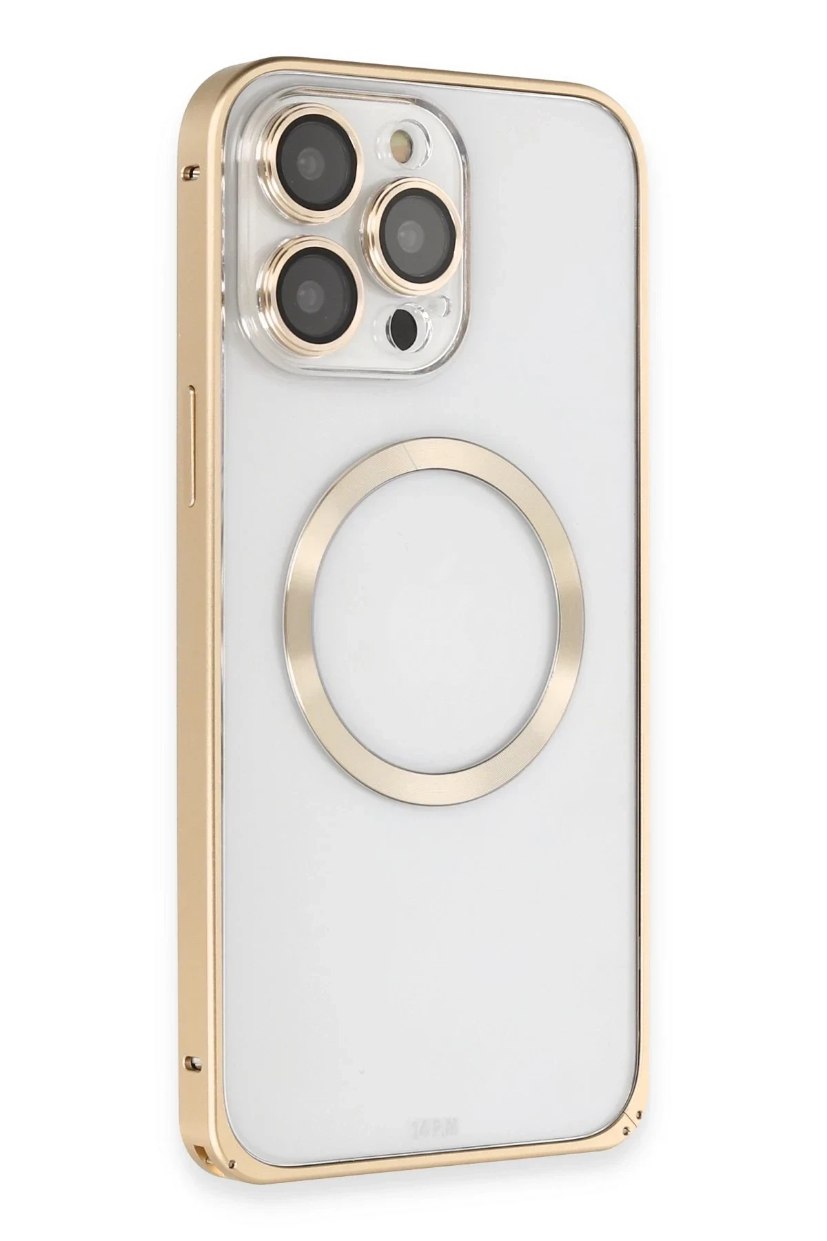 Joko Apple iPhone 14 Pro Kılıf Metal Bumper Magneticsafe Kapak - Gold