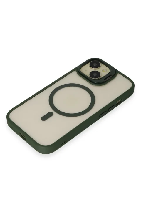 Joko Apple iPhone 14 Kılıf Roblox Lens Magsafe Standlı Kapak - Koyu Yeşil