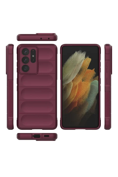 uryport Samsung Galaxy S21 Ultra Kılıf Optimum Silikon - Bordo