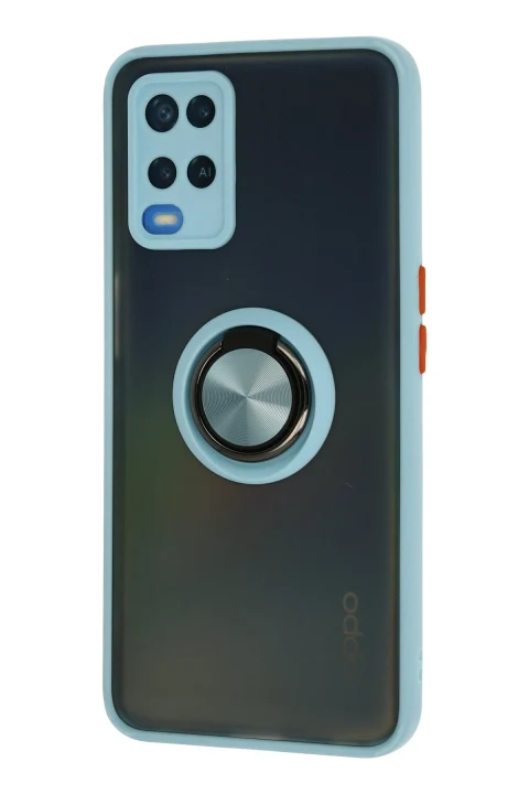 uryport Oppo A54 4G Kılıf Montreal Yüzüklü Silikon Kapak - Buz Mavi