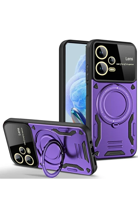 uryport Xiaomi Redmi Note 12 Pro 5G Kılıf Joy Lens Standlı Kapak - Mor