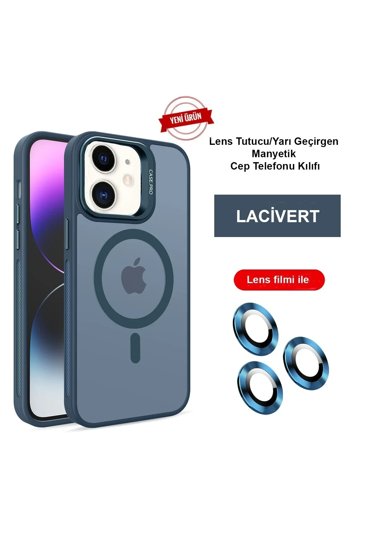 Joko Apple iPhone 12 Flet Lens Magsafe Kapak - Lacivert