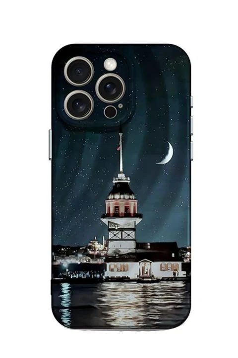 uryport Apple iPhone 15 Pro Kılıf Crew Desenli Kapak - Kız Kulesi