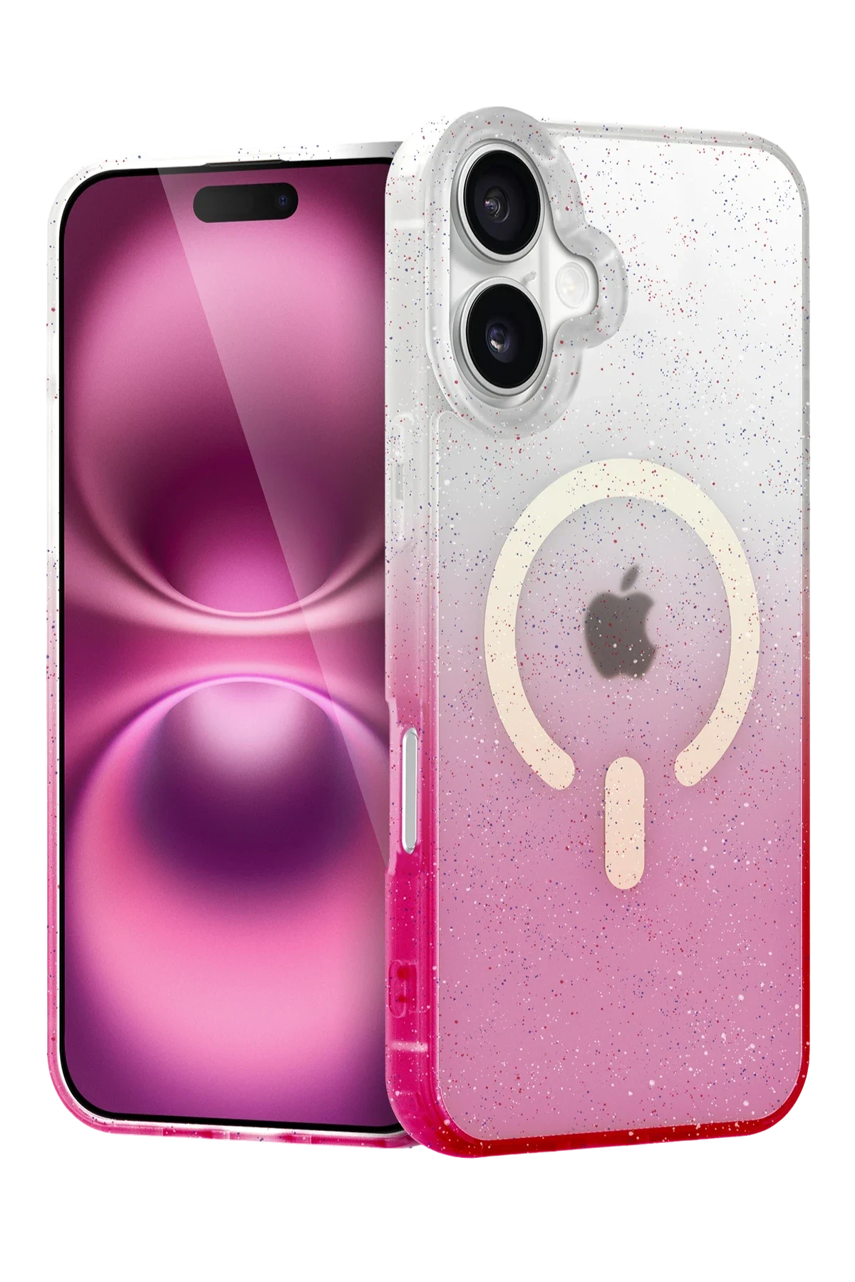 uryport Apple iPhone 16 Pummel Shiny Magsafe Kapak - Pembe