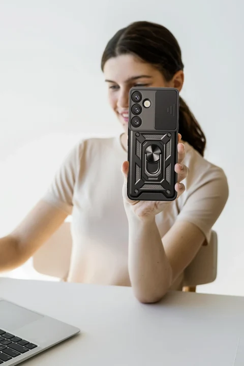 uryport Samsung Galaxy A17 5G Pars Lens Yüzüklü Silikon - Siyah