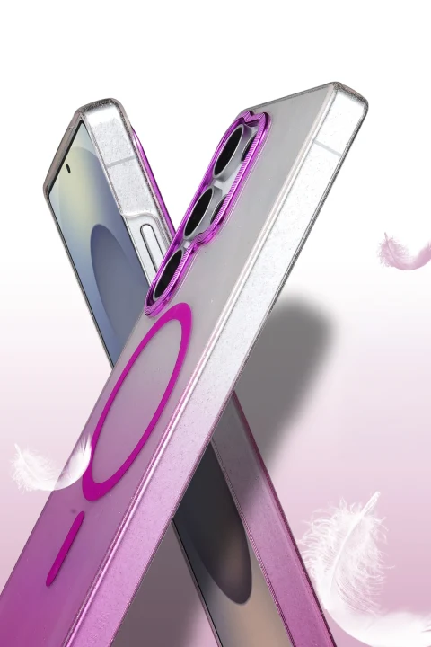 uryport Samsung Galaxy S23 Ultra Glossy Magsafe Kapak - Mavi