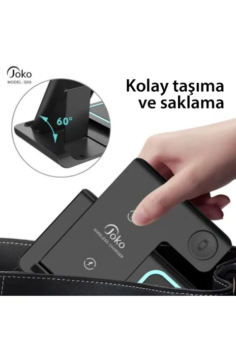 Konfulon Q09 Kablosuz Şarj Masaüstü Set - Siyah