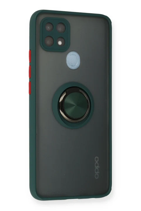 uryport Oppo A15 Kılıf Montreal Yüzüklü Silikon Kapak - Yeşil