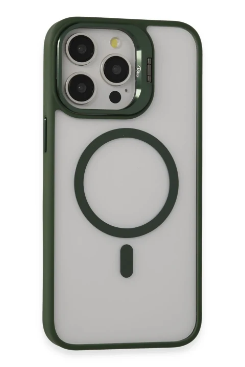 Joko Apple iPhone 14 Pro Max Kılıf Roblox Lens Magsafe Standlı Kapak - Koyu Yeşil