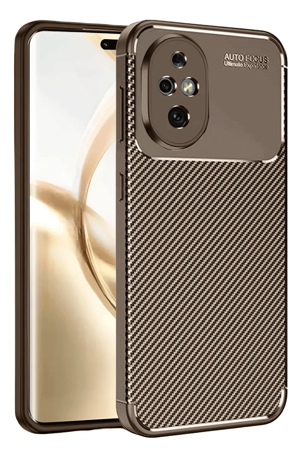 uryport Honor 200 Kılıf Auto Focus Karbon Kapak - Kahverengi