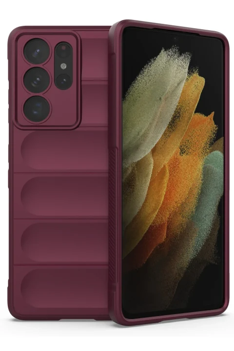 uryport Samsung Galaxy S21 Ultra Kılıf Optimum Silikon - Bordo