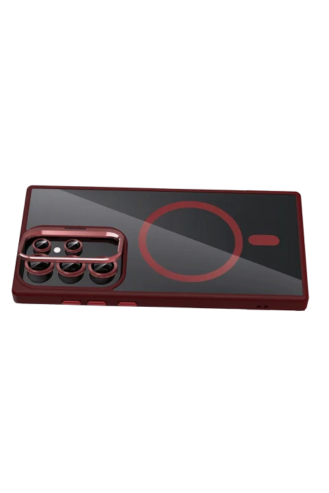 Joko Samsung Galaxy S25 Ultra Remim Lensli Magsafe Standlı Kapak - Bordo