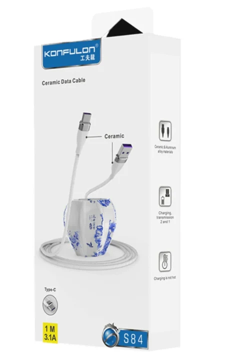 Konfulon S84 Seramik Uçlu Type-C 1M 3.1A - Beyaz