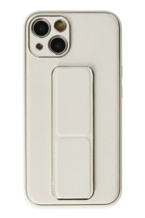 uryport Apple iPhone 14 Kılıf Coco Deri Standlı Kapak - Beyaz