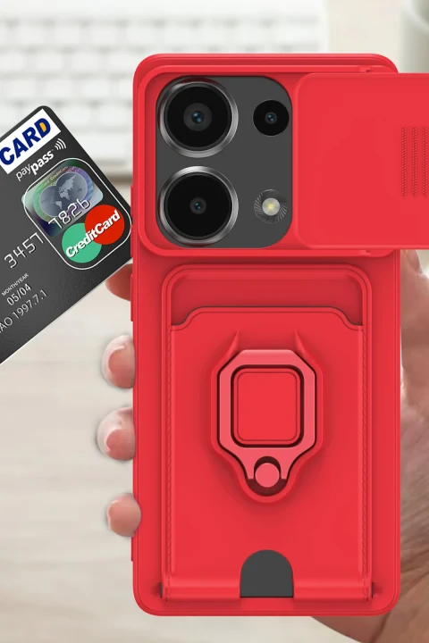 uryport Xiaomi Redmi Note 13 Pro 4G Kılıf Zuma Kartvizitli Yüzüklü Silikon - Lila