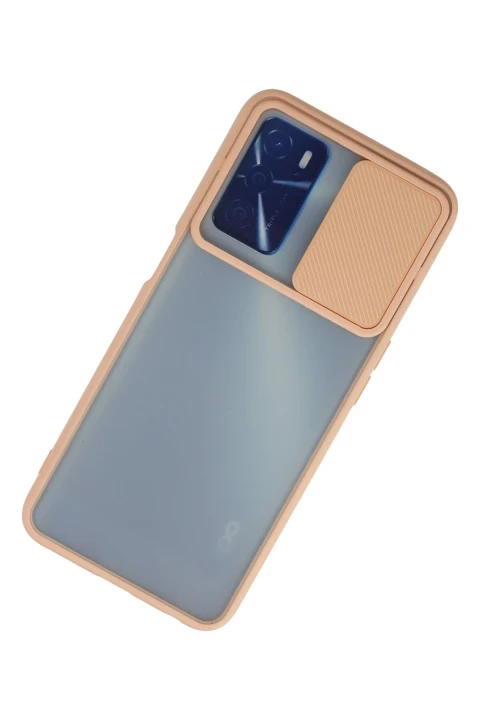 uryport Oppo A16 Kılıf Palm Buzlu Kamera Sürgülü Silikon - Pembe