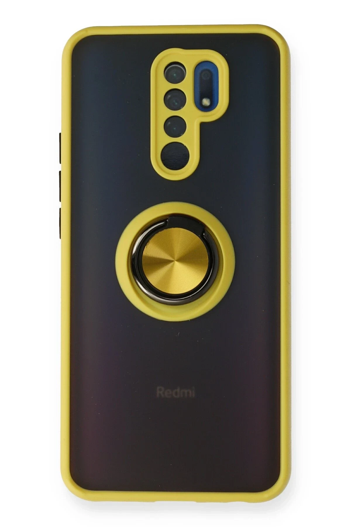 uryport Xiaomi Redmi 9 Kılıf Montreal Yüzüklü Silikon Kapak - Sarı
