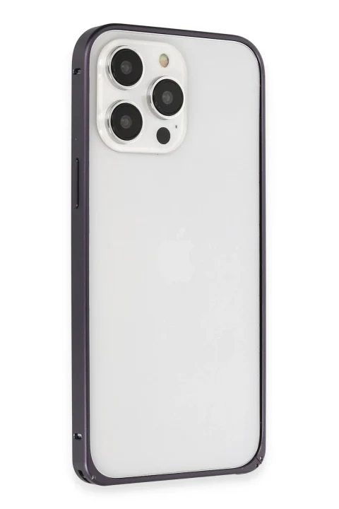 Joko Apple iPhone 14 Pro Max Kılıf Metal Bumper Magneticsafe Kapak - Derin Mor
