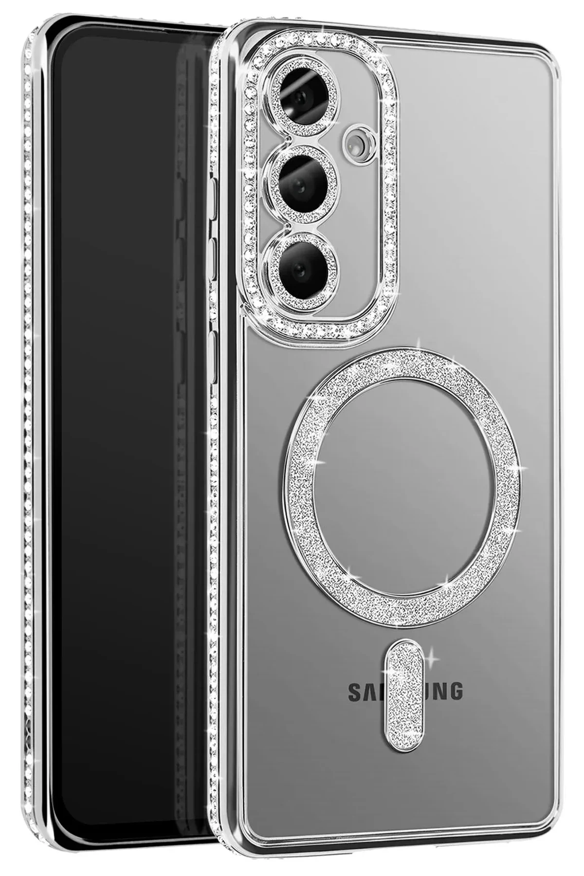 uryport Samsung Galaxy A37 5G Joke Simli Magneticsafe Kılıf - Gümüş