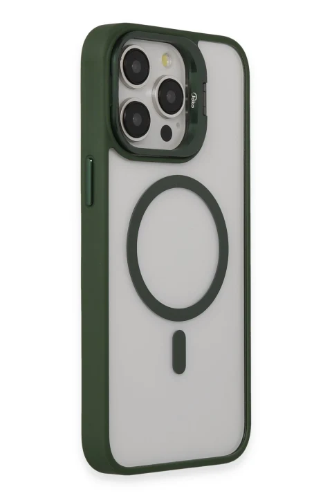 Joko Apple iPhone 14 Pro Max Kılıf Roblox Lens Magsafe Standlı Kapak - Koyu Yeşil