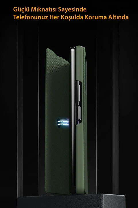 uryport Samsung Galaxy Z Fold 3 Kılıf Fold Karbon Kapak - Siyah